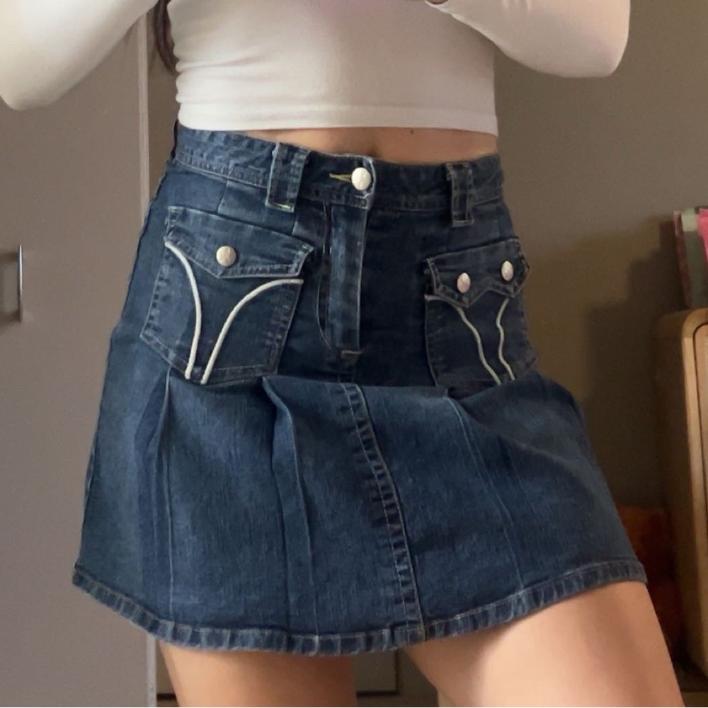 vintage bubblegum denim pleated mini skirt